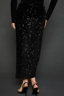 Velvet Sequin Midi Skirt