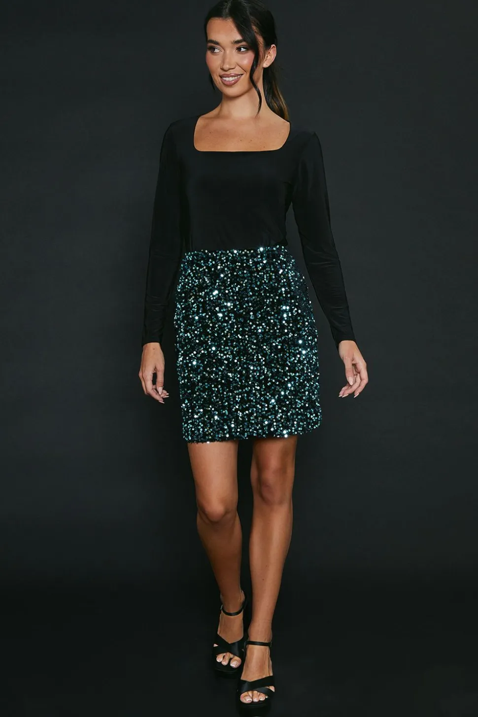 Velvet Sequin Mini Skirt