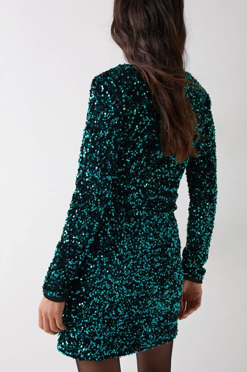 Velvet Sequin Wrap Mini Dress