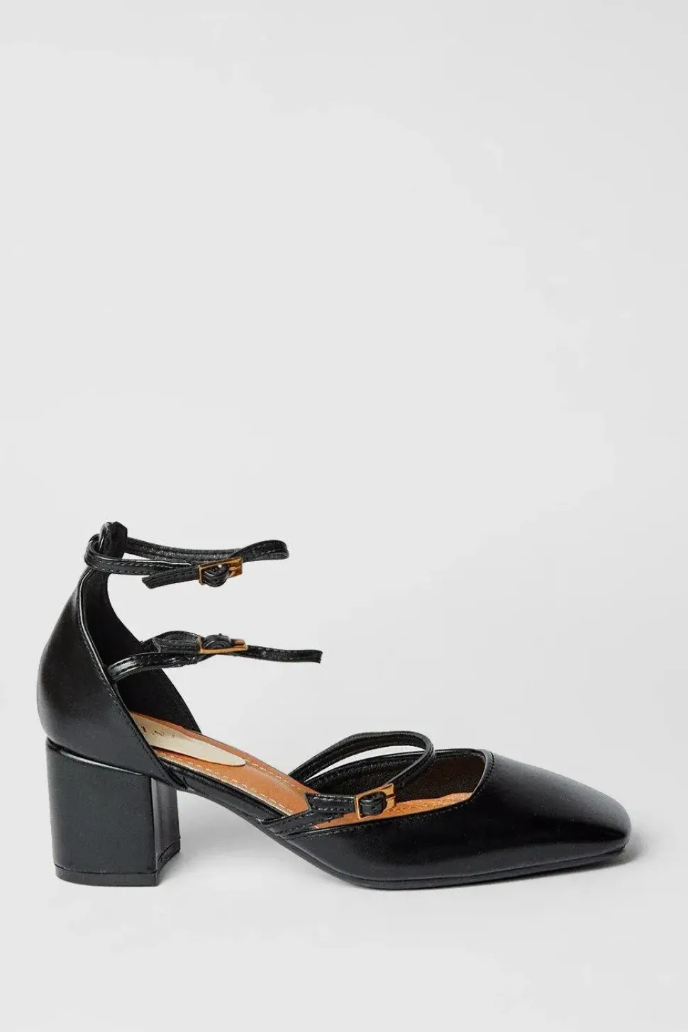 Venetian Square Toe Multi Mary Jane Block Heel Court Shoes