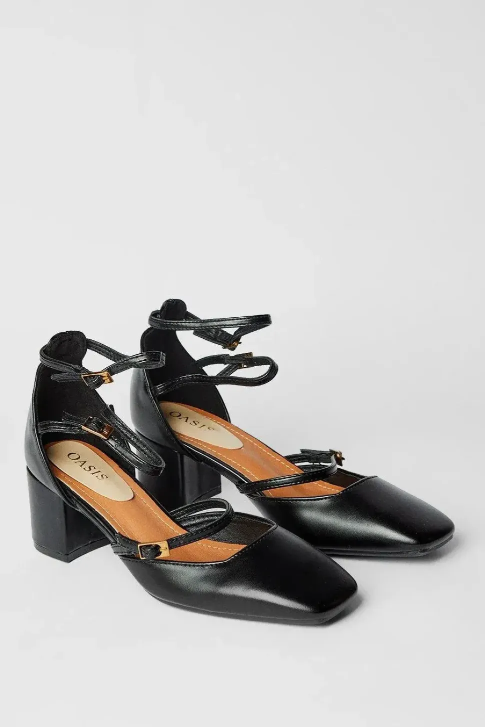 Venetian Square Toe Multi Mary Jane Block Heel Court Shoes