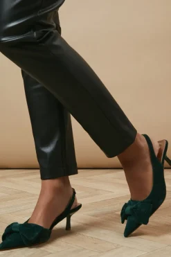 Venus Bow Detail Kitten Heel Slingback Court Shoes