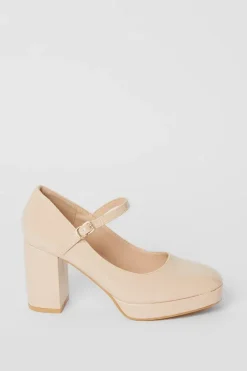 Vera Patent Platform Mary Jane High Block Heel Court Shoes