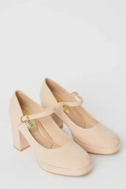 Vera Patent Platform Mary Jane High Block Heel Court Shoes