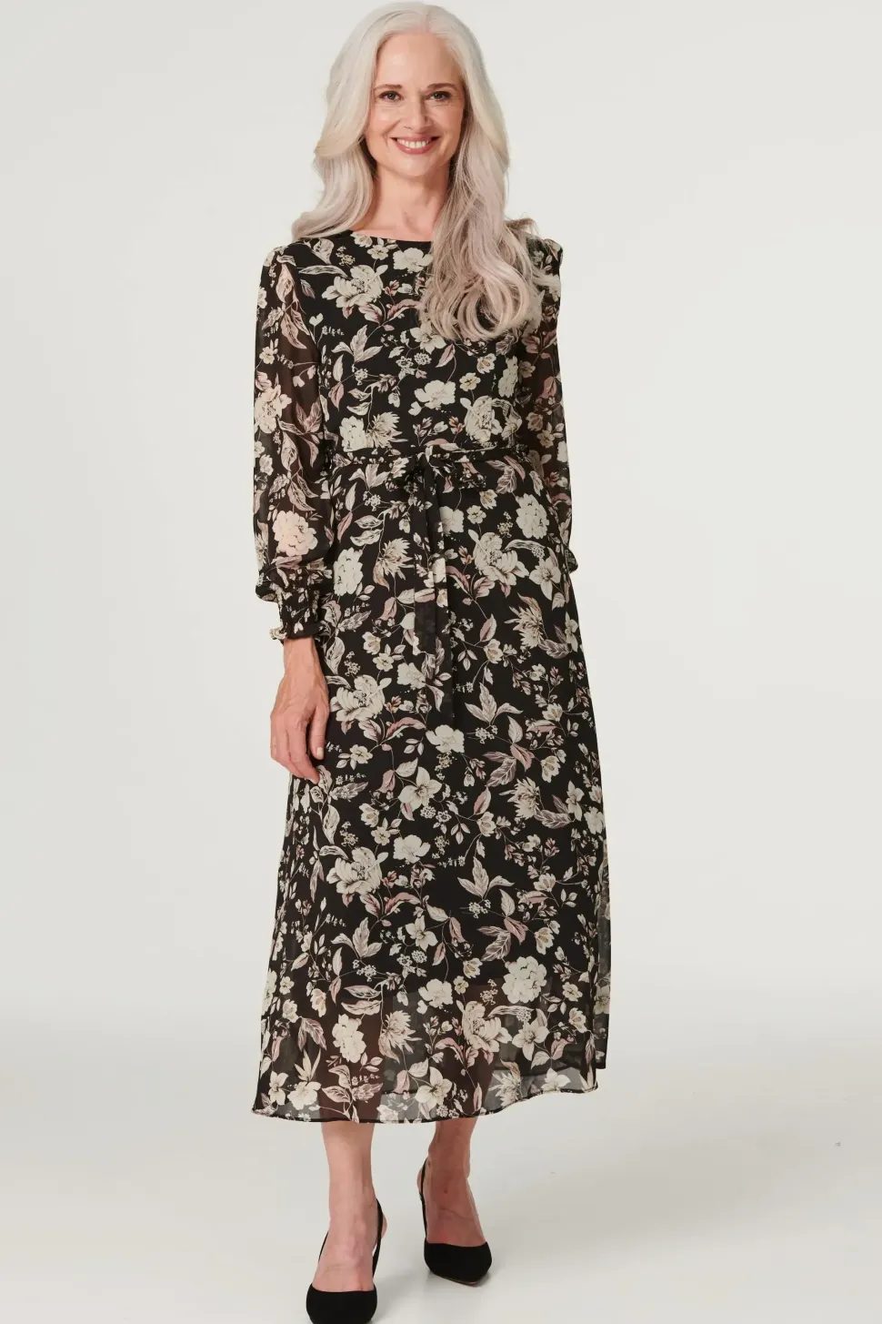 Vintage Floral Midi Tea Dress