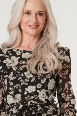 Vintage Floral Midi Tea Dress