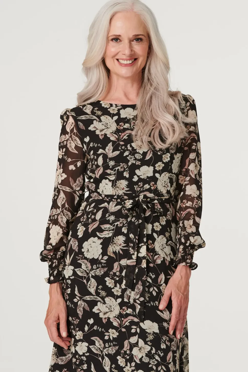 Vintage Floral Midi Tea Dress