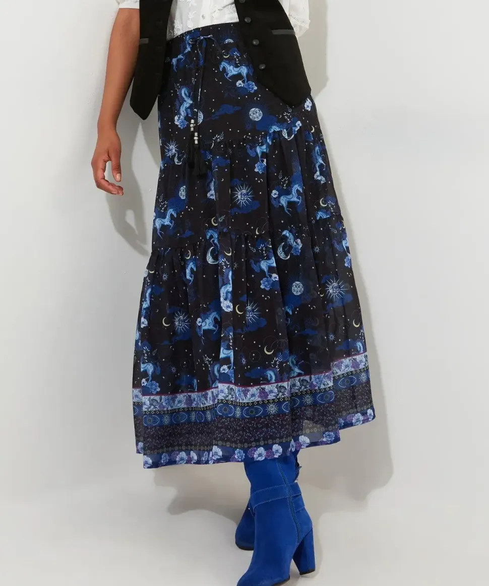 Vintage Printed Layered Skirt