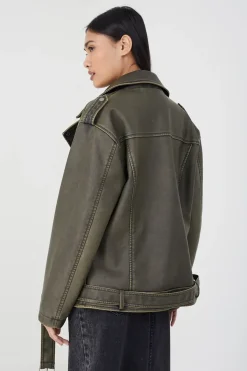 Vintage PU Oversized Biker Jacket