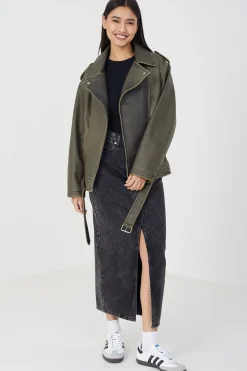 Vintage PU Oversized Biker Jacket
