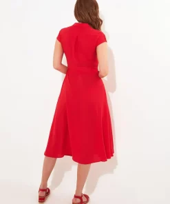 Vintage Safari Tie Waist Midi Shirt Dress
