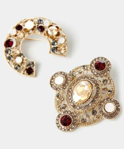 Vintage Style Diamanté Brooch Set