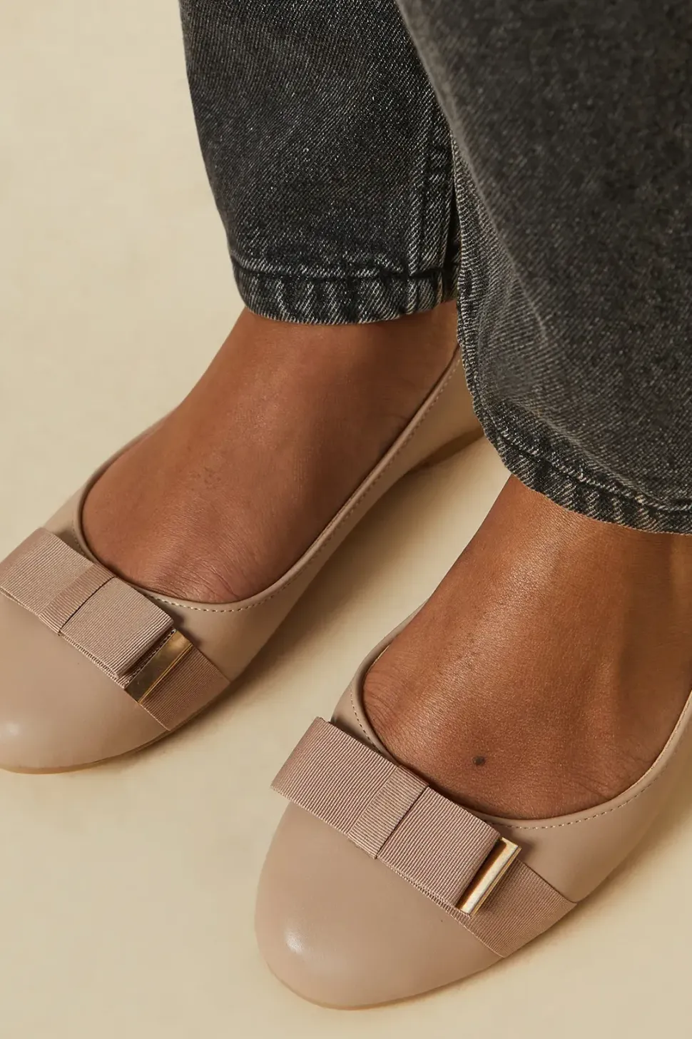 Violet Comfort Bow Detail Ballerinas