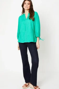 Viscose Dobby Lace Insert Blouse