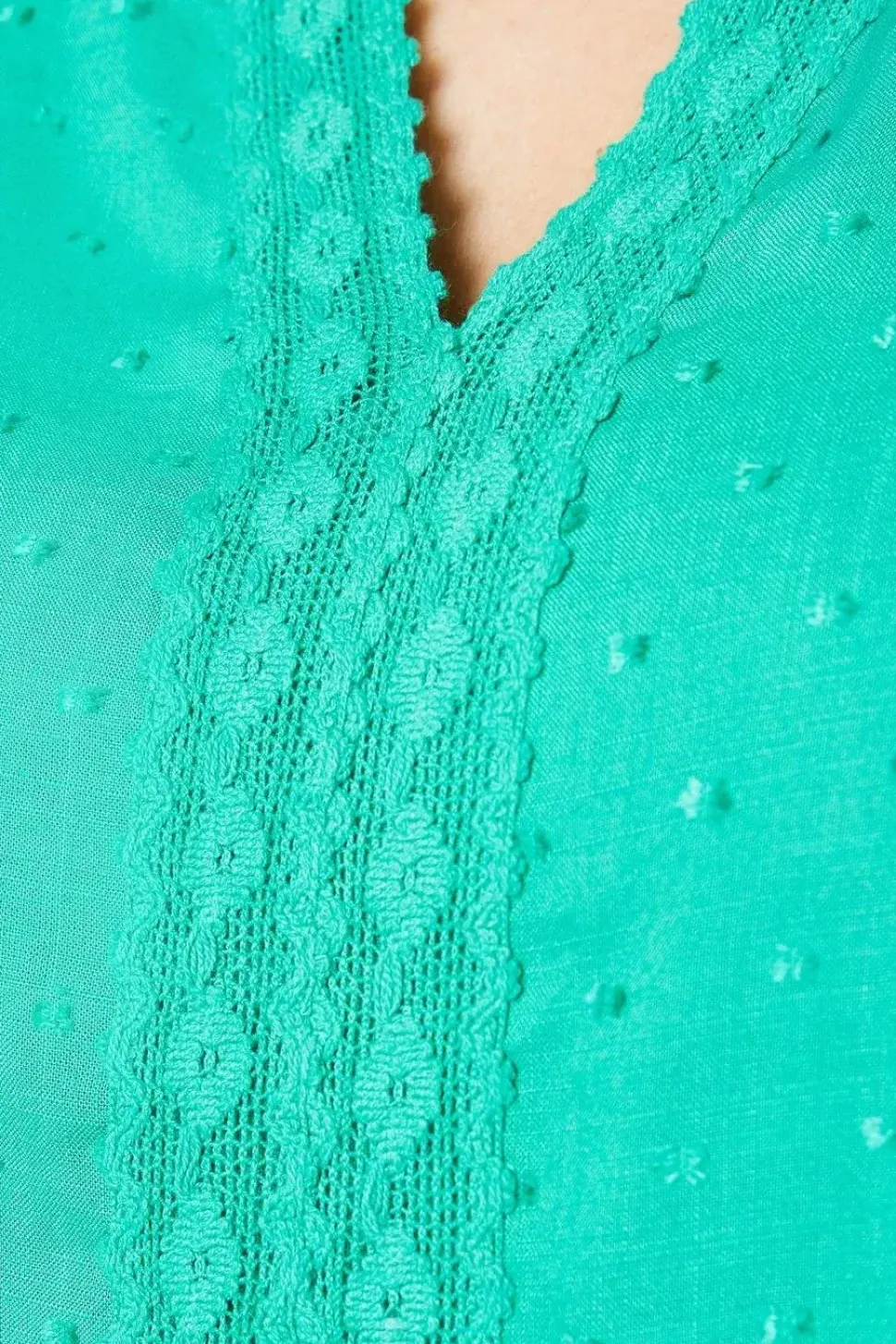 Viscose Dobby Lace Insert Blouse