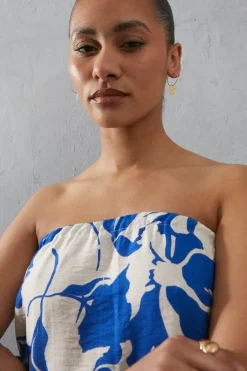 Viscose Floral Nylon Bandeau Top Co Ord