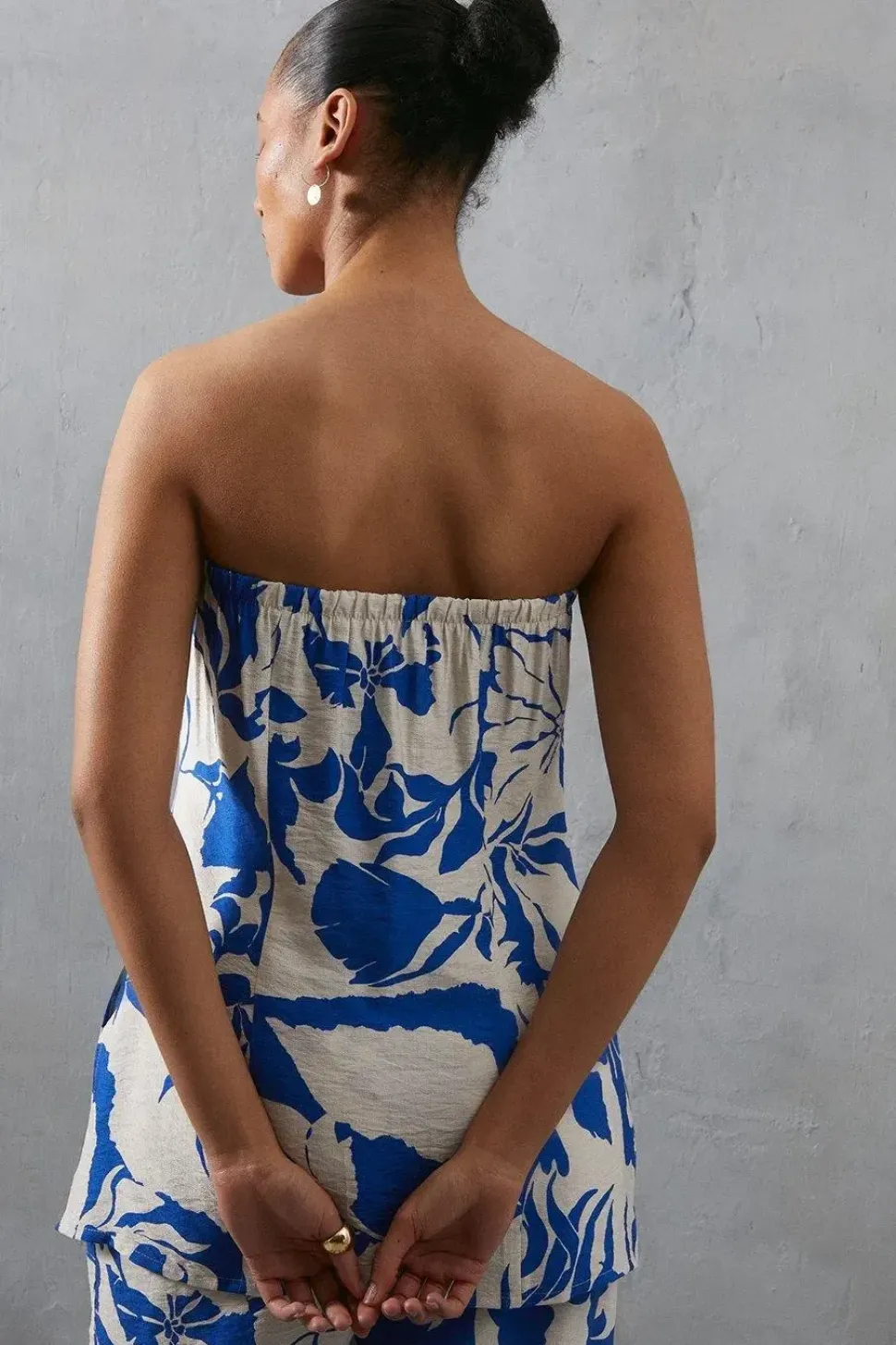 Viscose Floral Nylon Bandeau Top Co Ord
