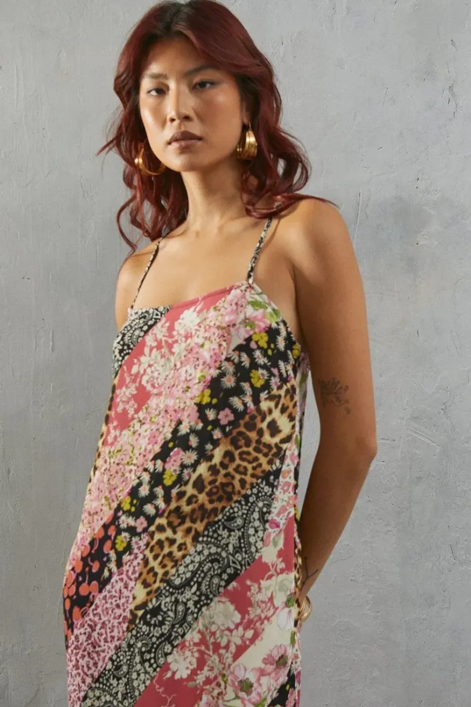 Viscose Mixed Print Strappy Maxi Sundress