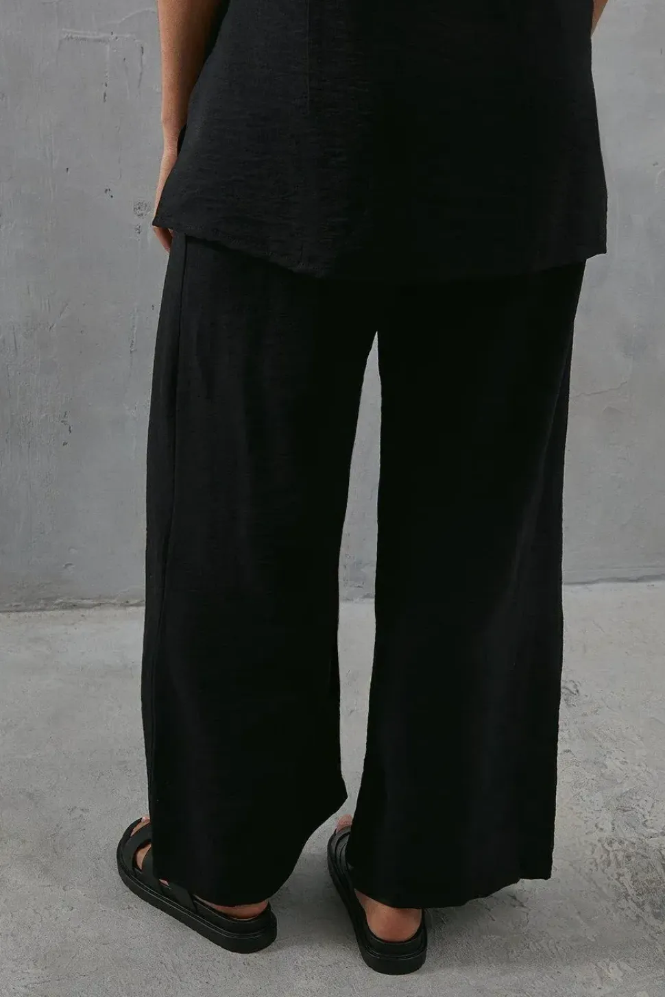 Viscose Nylon Drawstring Wide Leg Trouser Co Ord
