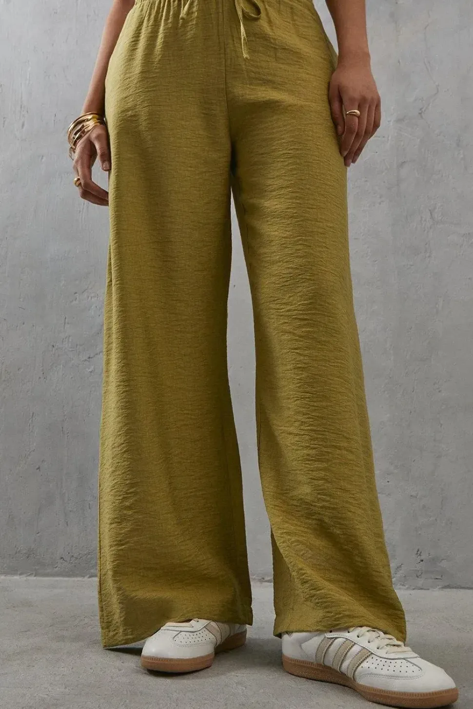 Viscose Nylon Wide Leg Trouser
