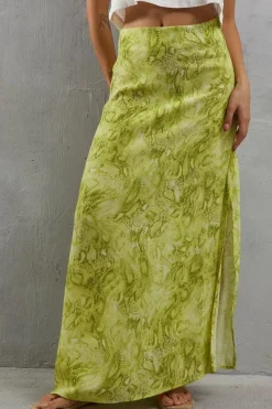 Viscose Snake Print Bias Maxi Skirt