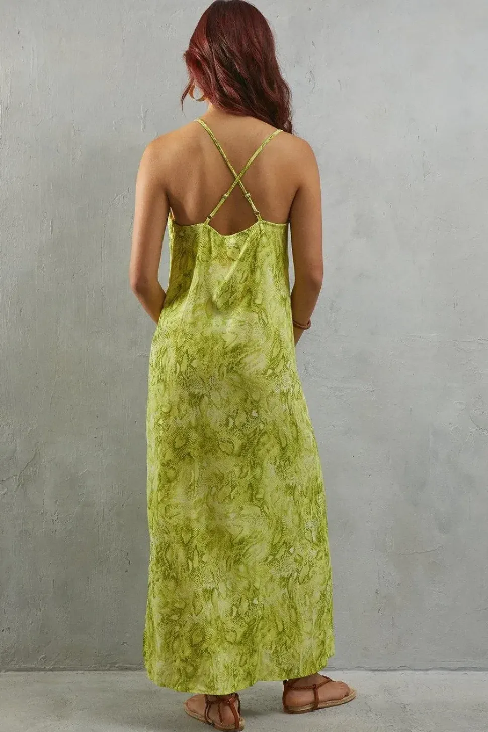 Viscose Snake Print Strappy Maxi Sundress