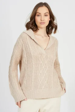 V-Neck Cable Knit Jumper