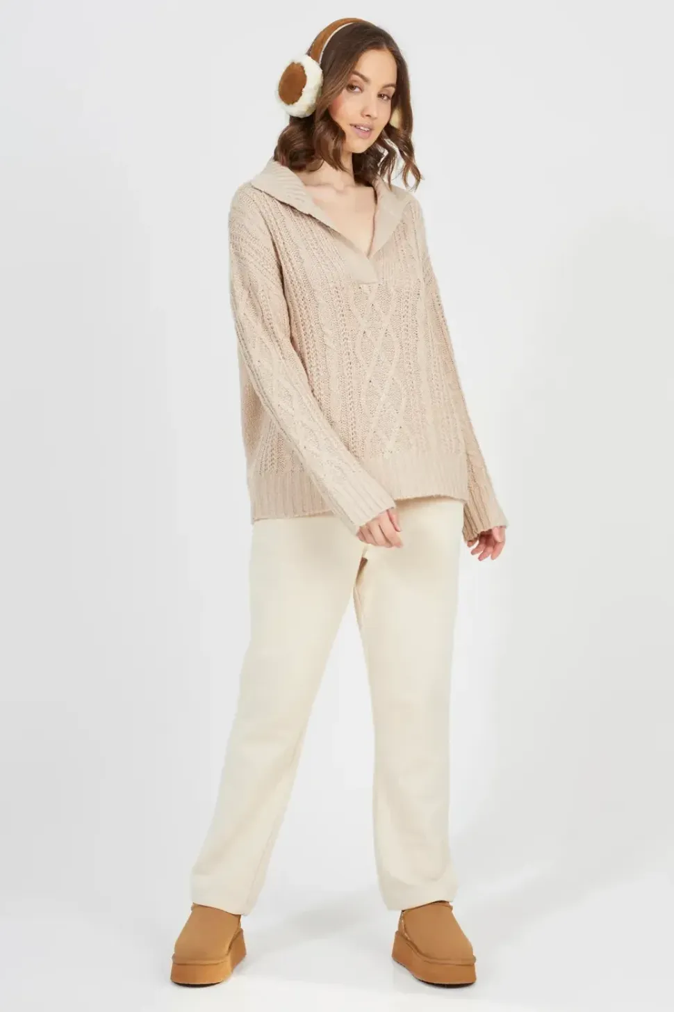 V-Neck Cable Knit Jumper
