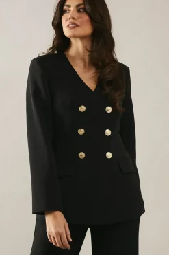 V Neck Double Breasted Blazer