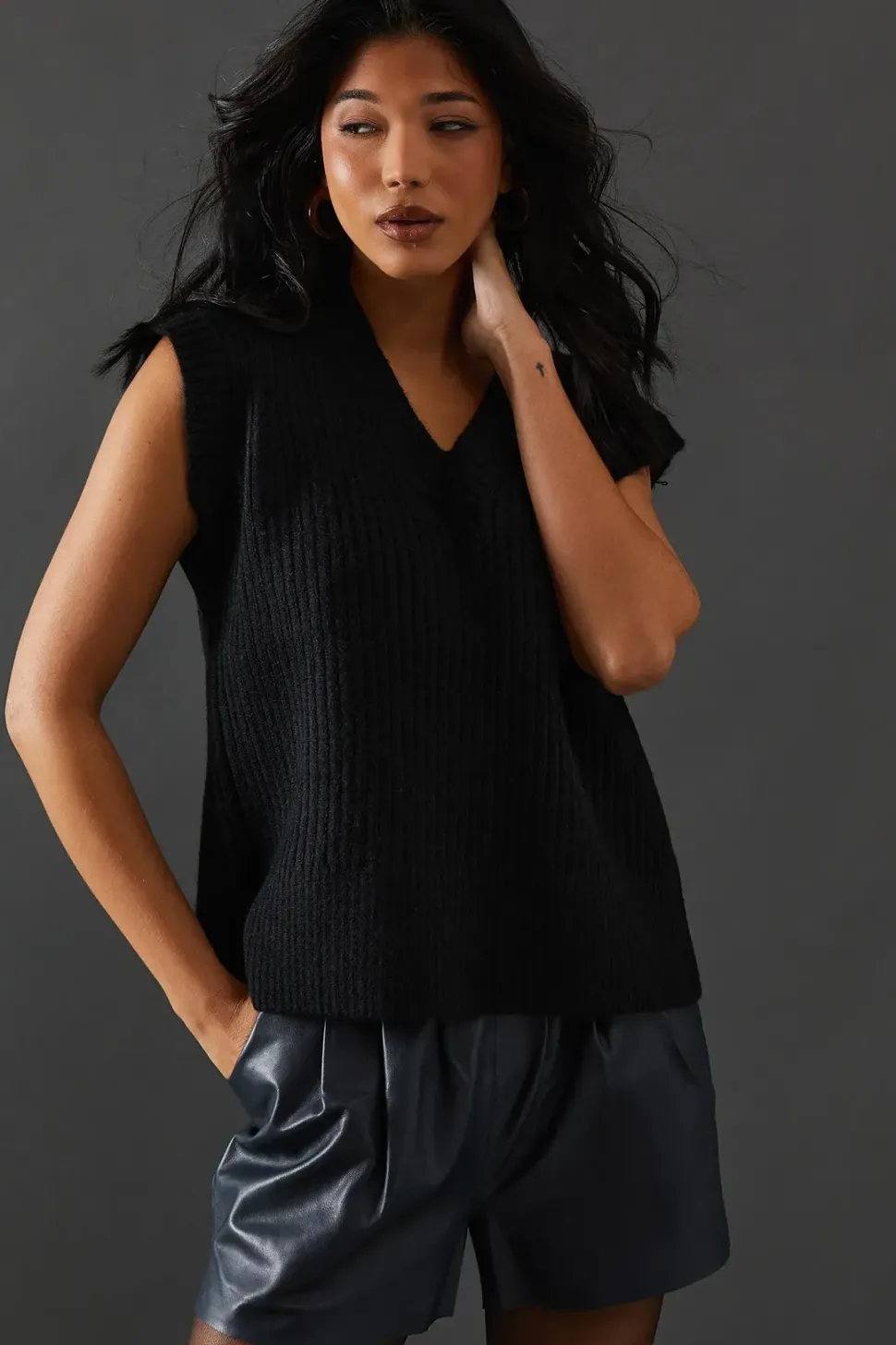 V Neck Knitted Vest