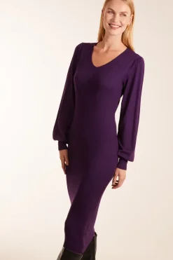 V-Neck Ribbed Bodycon Dress
