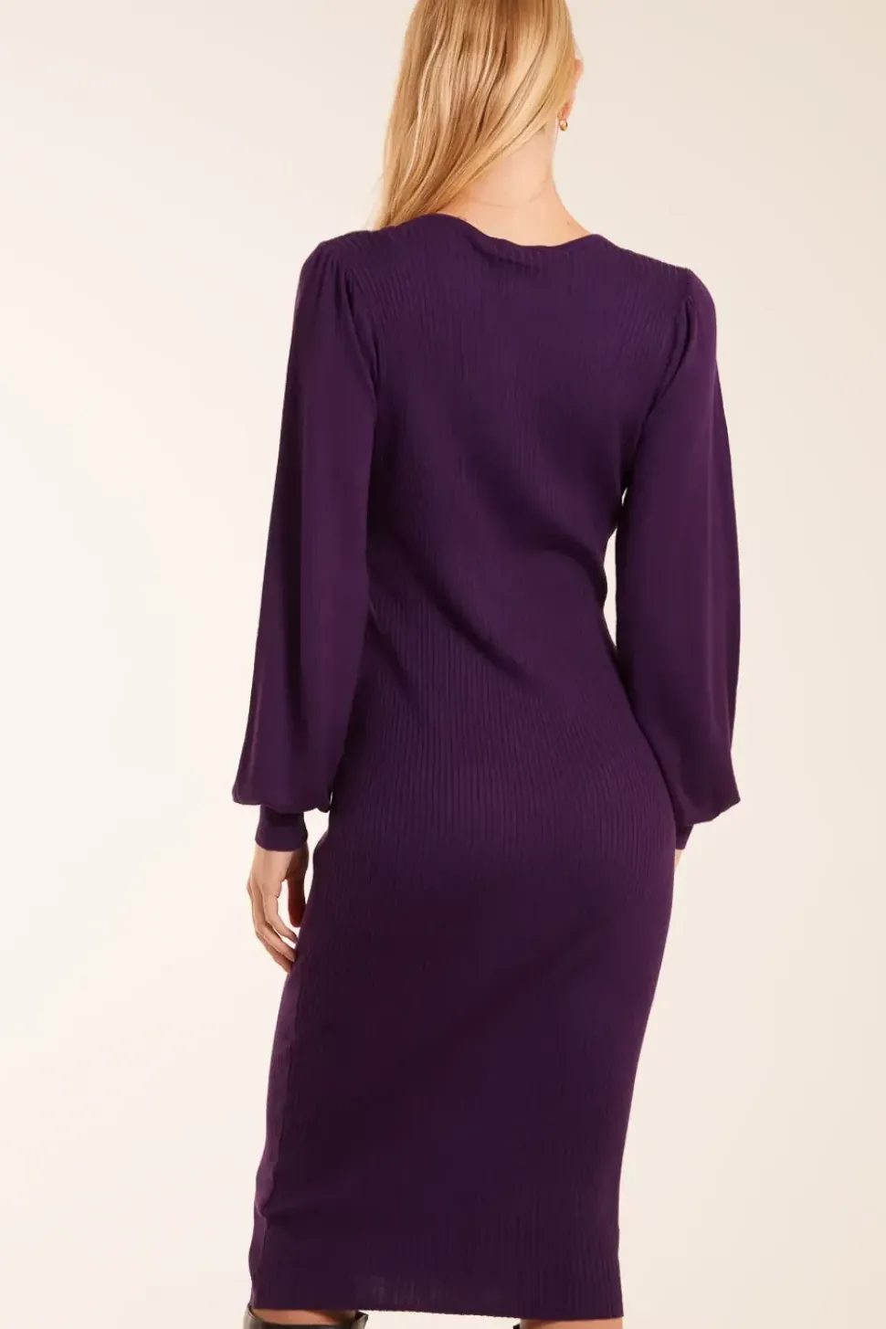 V-Neck Ribbed Bodycon Dress
