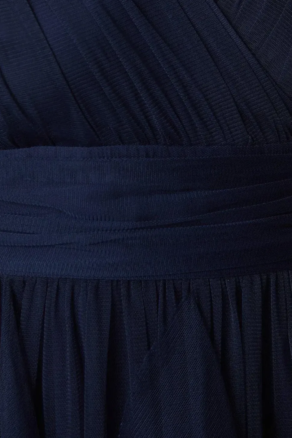 V Neck Ruffle Mesh Bridesmaid Midi Dress