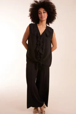 V Neck Ruffle Top with Knot