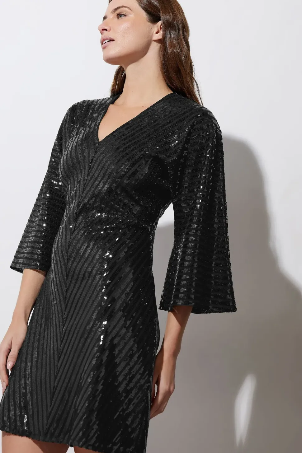 V Neck Sequin Dress