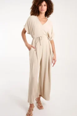 V Neck Straight Leg Relaxed Jumpsuit