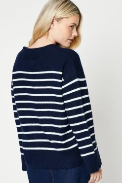 V Neck Stripe Knitted Jumper