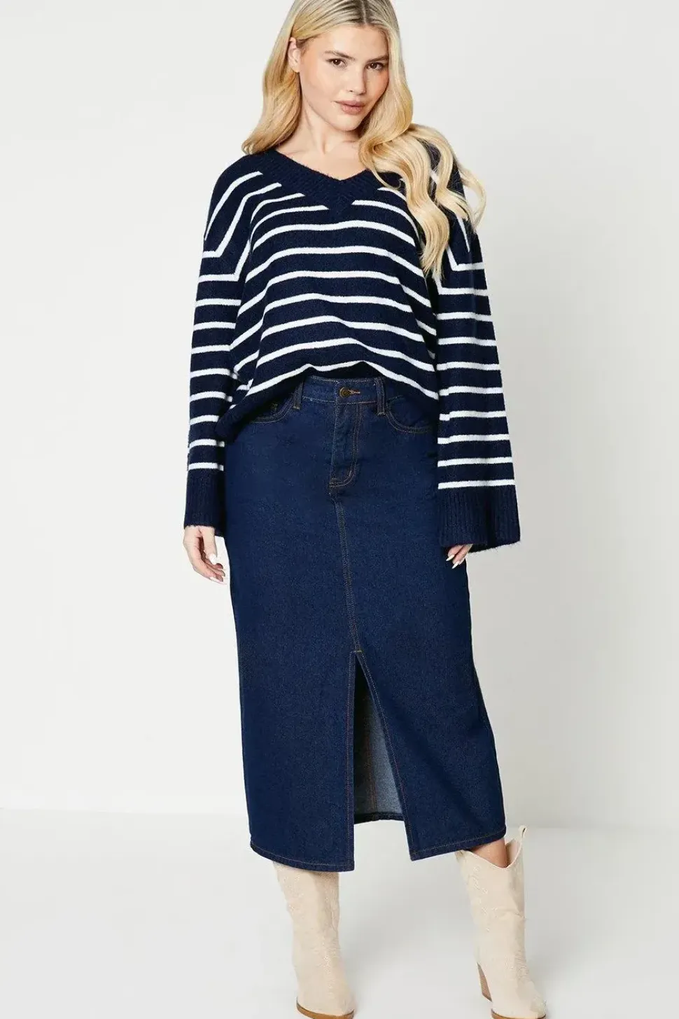 V Neck Stripe Knitted Jumper