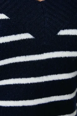 V Neck Stripe Knitted Jumper