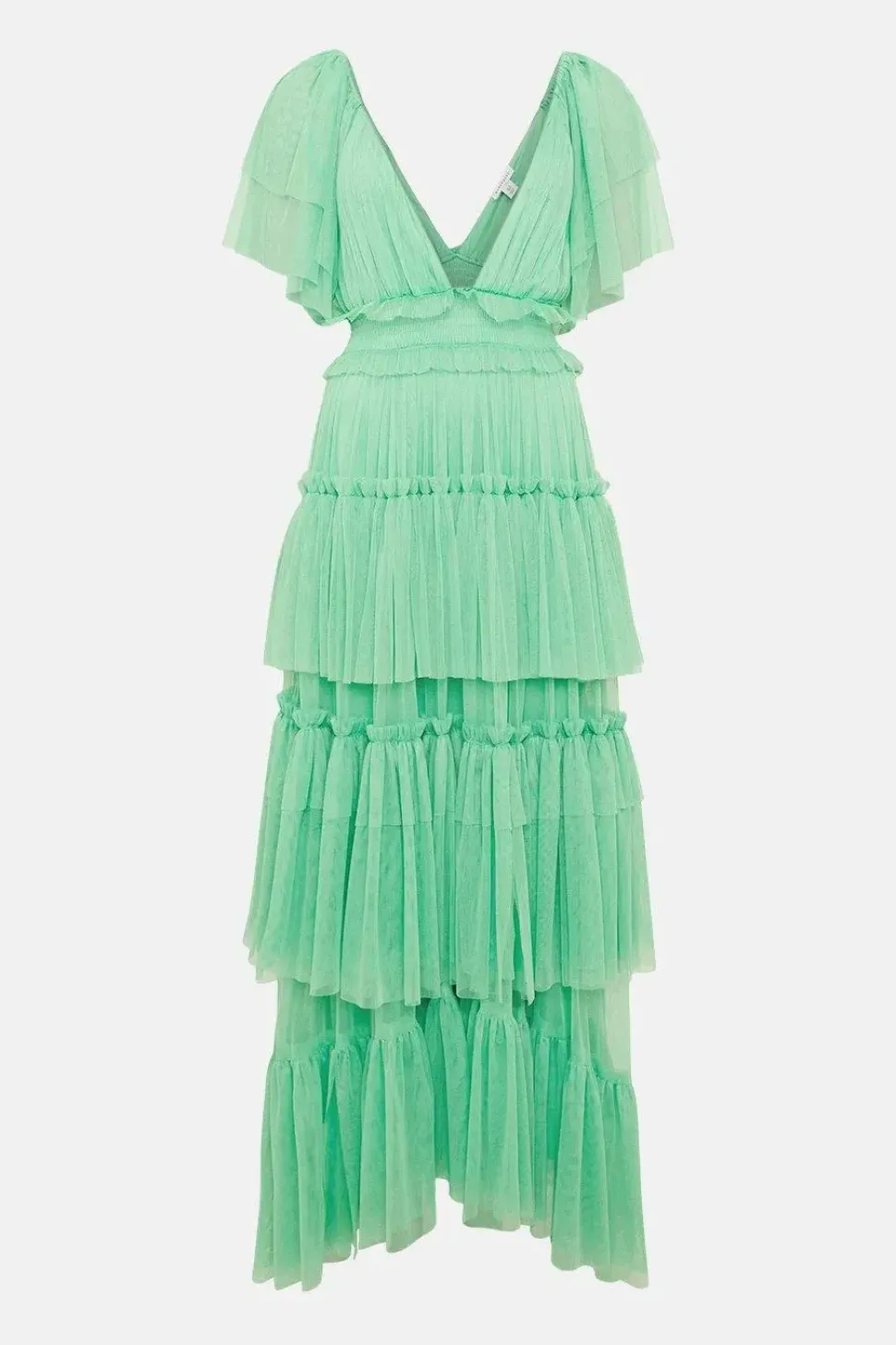 V Neck Tulle Maxi Dress