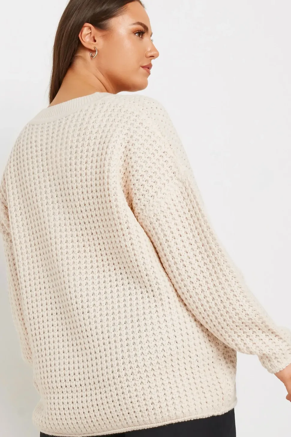 Waffle Knit V-Neck Jumper