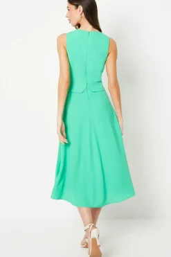 Waistcoat Midi Dress With Drape Skirt