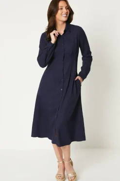 Waist Detail Midi Shirt Dress