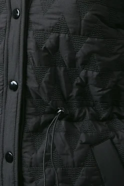 Waist Detail Popper Quilted Jacket