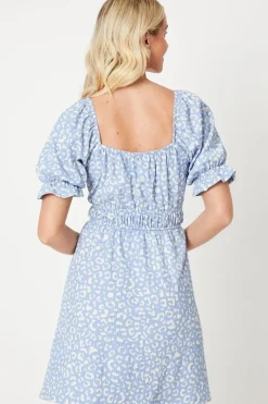 Waist Detail Puff Sleeve Mini Dress