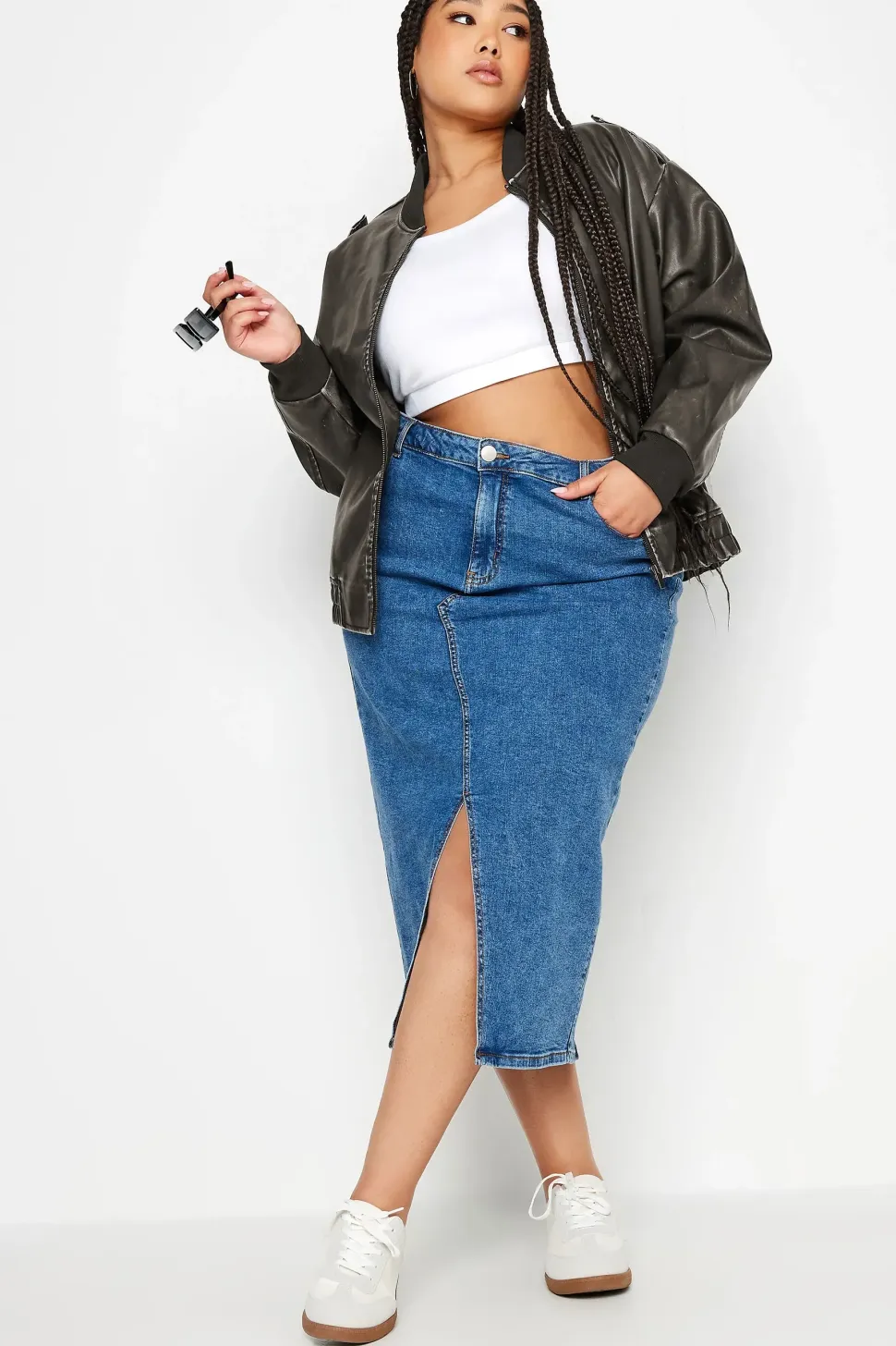 Washed Faux Leather Bomber Jacket