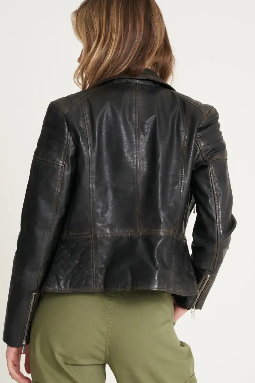Washed Leather Biker Jacket