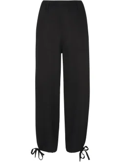 Washed Tie Hem Trousers-Plain