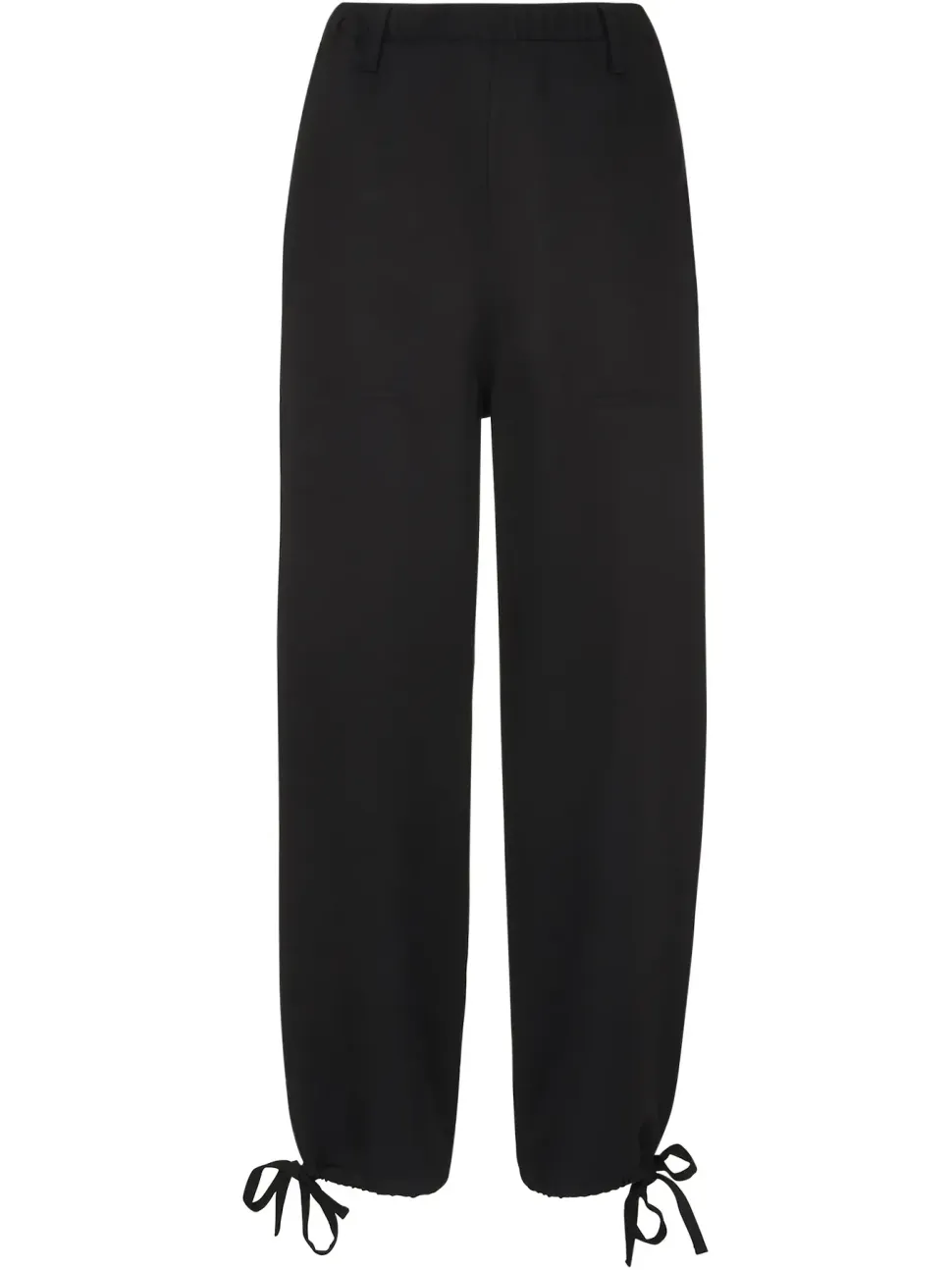 Washed Tie Hem Trousers-Plain