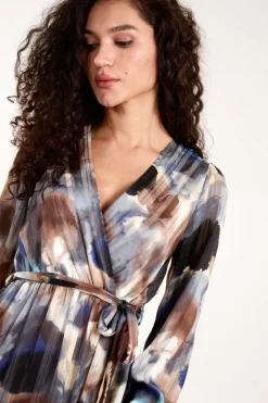Watercolour Wrap Midi Dress